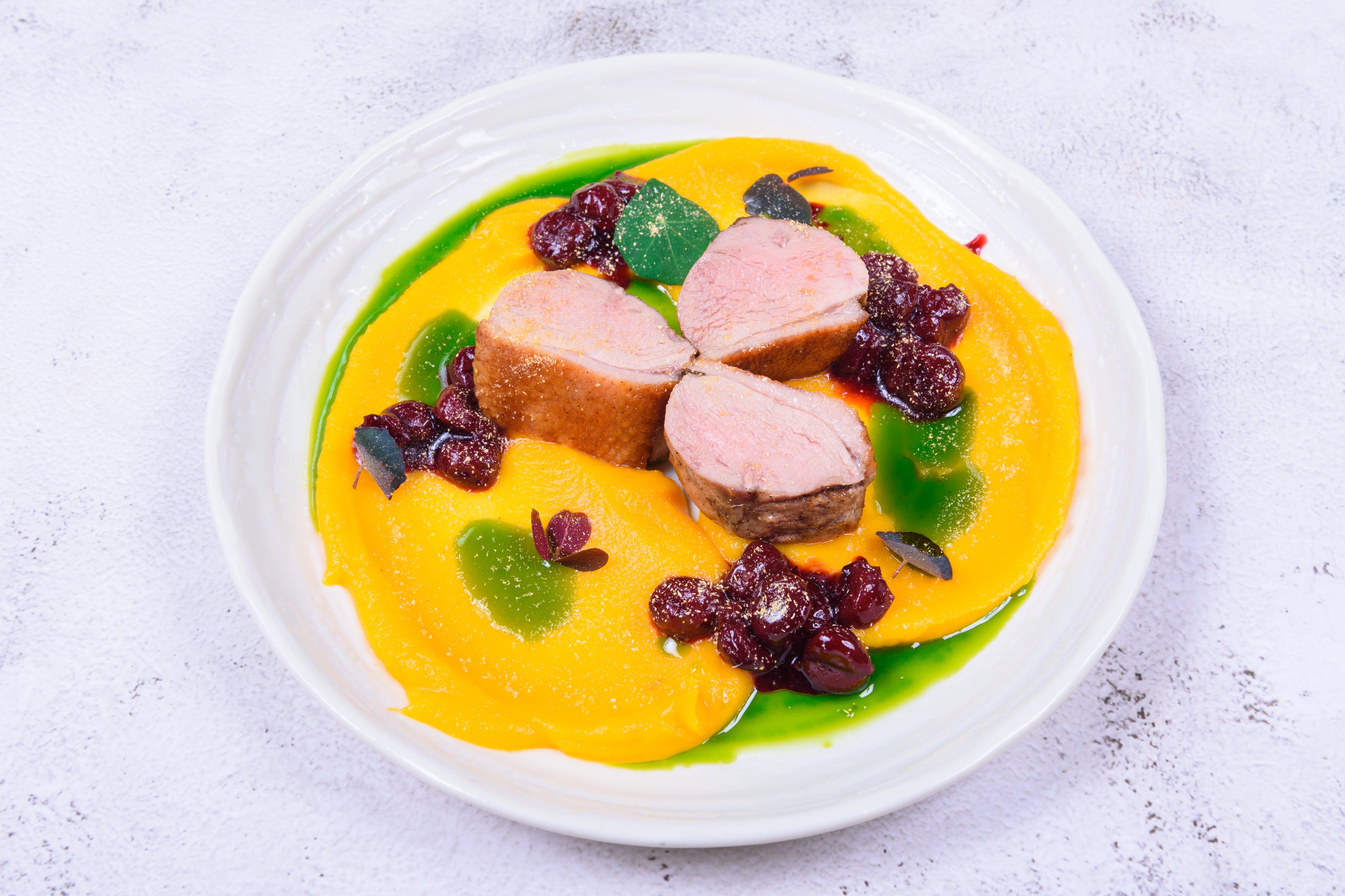 Duck breast with cherry sauce