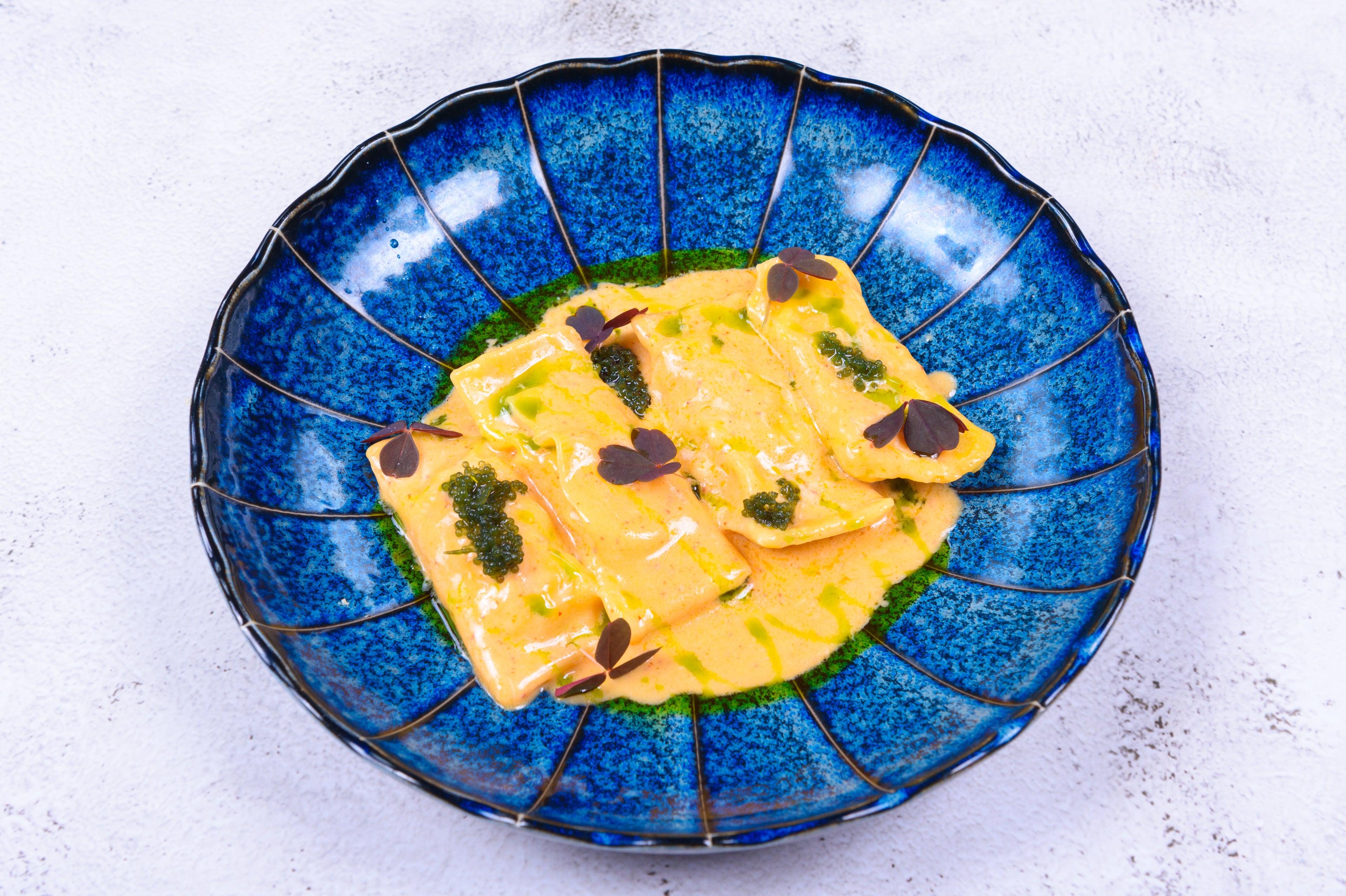 Ravioli with chicken and shrimpe