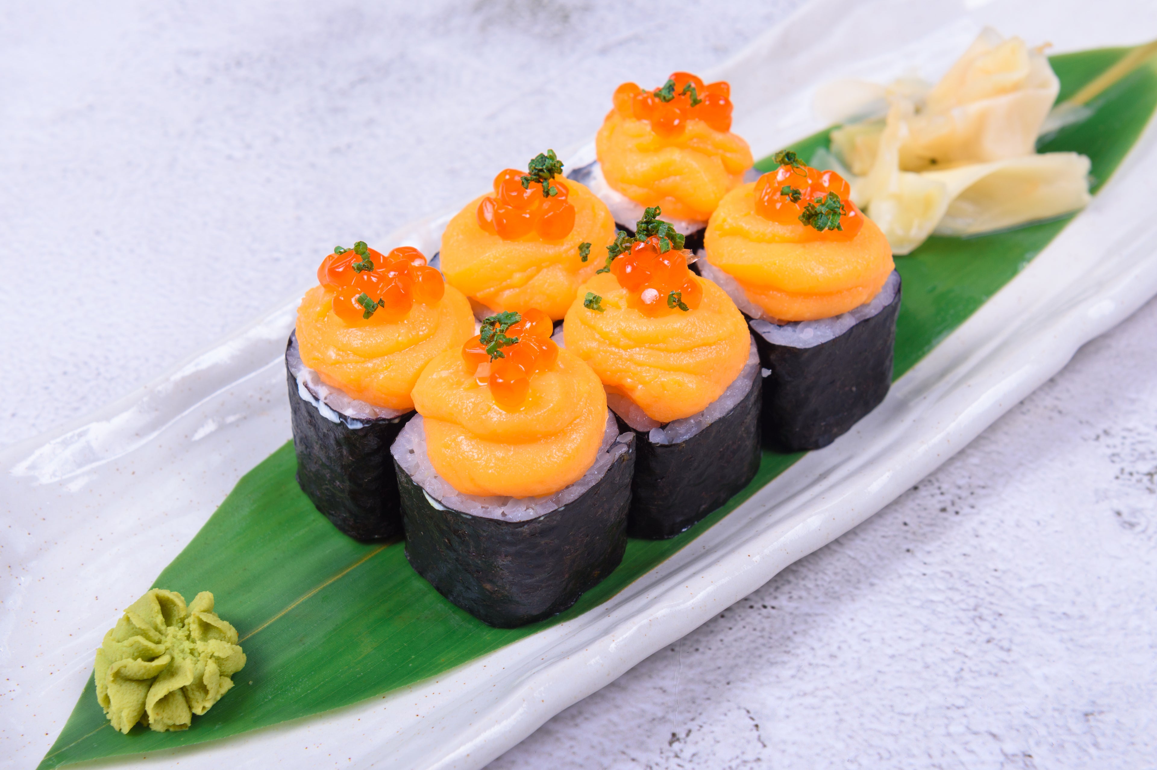 Roll with crab and red caviar